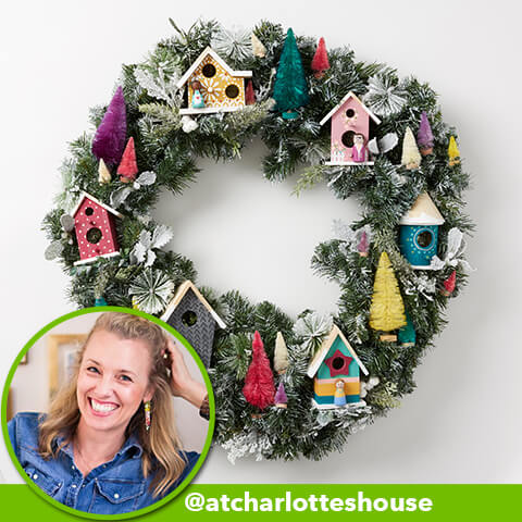 Holiday wreath with influencer, @atcharlotteshouse