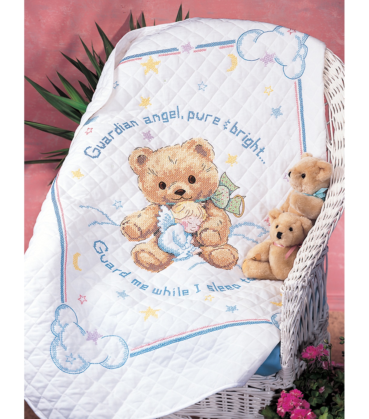 Cuddly Bear Stamped Cross Stitch Quilt Kit34"x43" JOANN