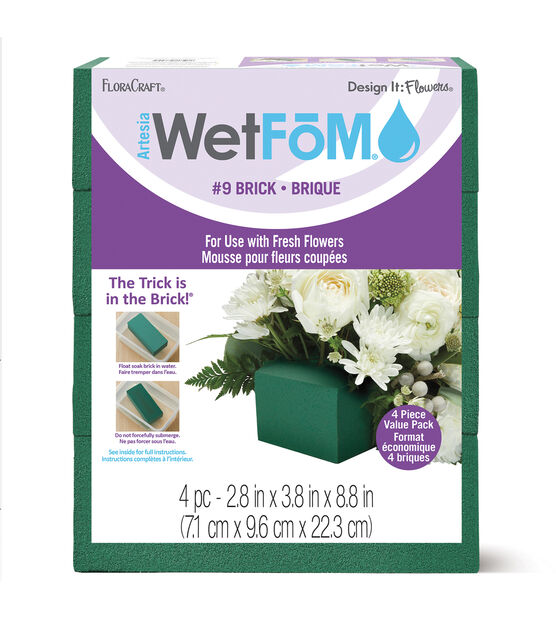 Wet Floral Foam for Fresh Flowers Brick 23x11x8cm Green 