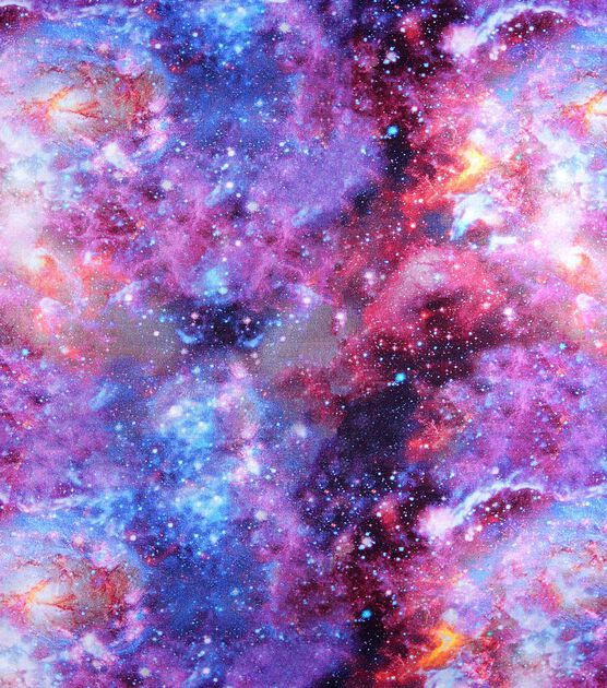 Pink Galaxy Constellation Cotton Fabric