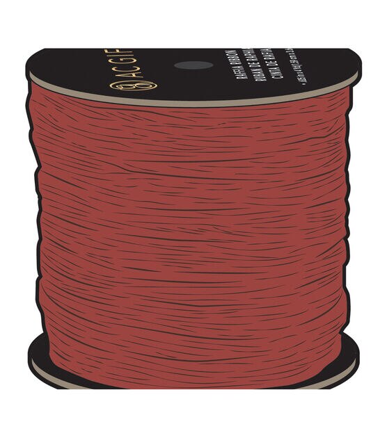 JAM Paper Red Raffia Ribbon, Red, 1/8 in x 100 yd, 1/Pack