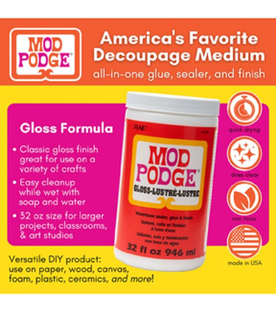 Plaid Mod Podge Gloss-Water Base, Gloss - 32 oz jar