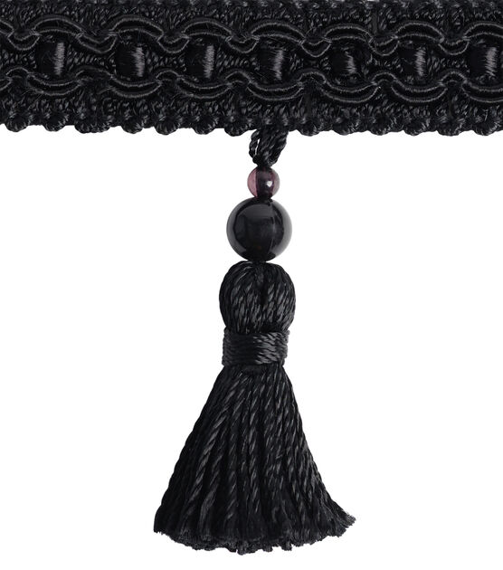 8 inch Width Black Fringe Trim 10 Yards Long Tassel Sewing Trim for DIY Craft Clothing and Dress Decoration (Black)