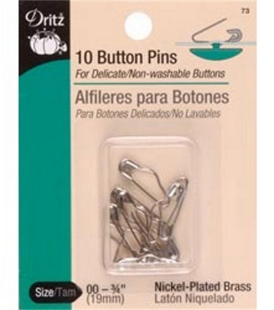 Dritz 3/4" Button Pins, Nickel, 10 pc