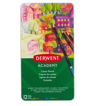 Derwent Academy Watercolor Pencil Set, 12-Color Tin Set 