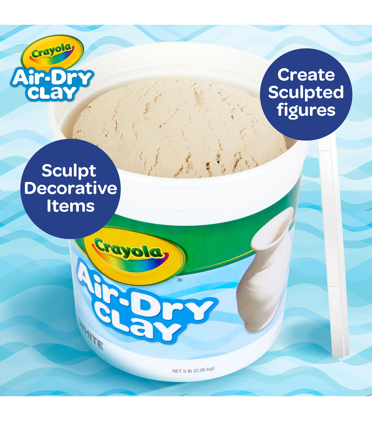 Crayola Air Dry Clay for Kids, Natural White Modeling Clay, 5 lb Bucket