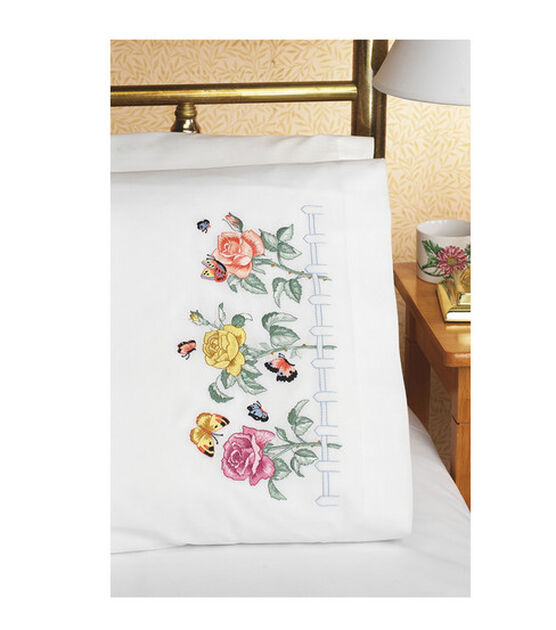 Janlynn 30" x 20" Rose Garden Stamped Embroidery Pillowcases 2pk