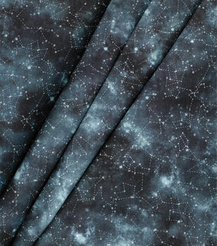 Blue Galaxy Themed Cotton Fabric - By the Yard