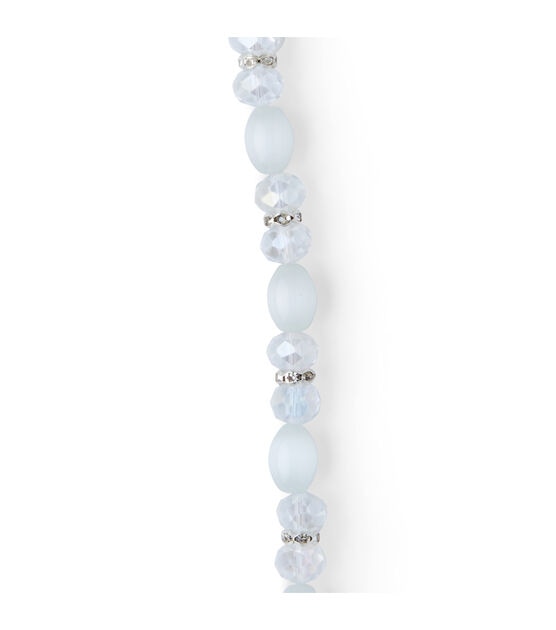 hildie & Jo 7 White Glass & Metal Crystal Cat's Eye Bead Strand - Glass Beads - Beads & Jewelry Making