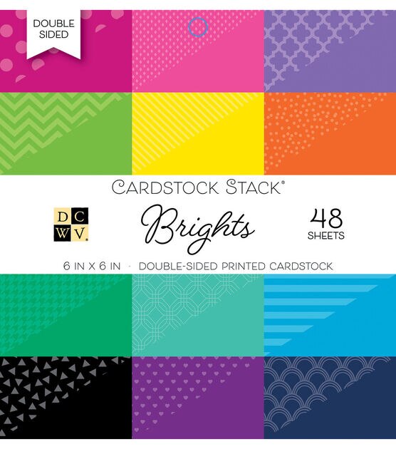 DCWV 48 Sheet 6" x 6" Bright Double Sided Printed Cardstock Pack