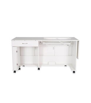 Foldable Sewing Table with Wheels NSdirect Desk Color: White