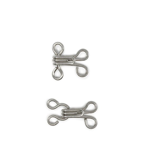 Sew-On Wide Hook & Eye Closures - 2 Sets/Pack - Black & Nickel