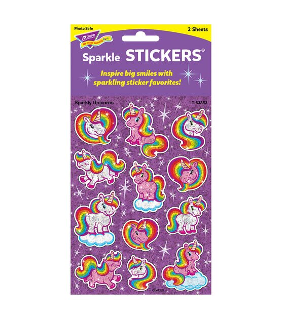 Trend Sparkly Unicorns Sparkle Stickers , 24 per Pack, 6 Packs