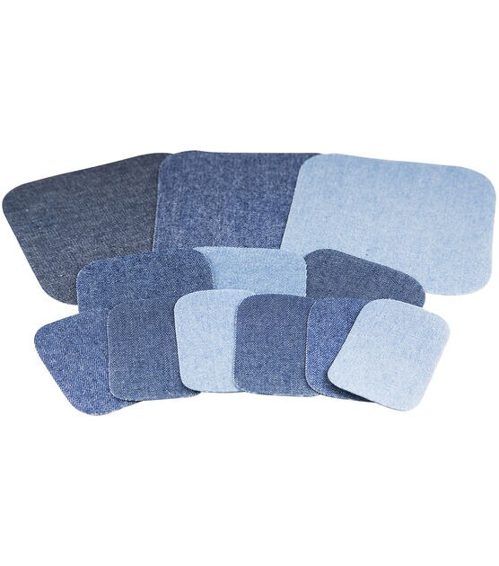 10 Pcs Denim Patches for Jeans Repair,Iron-on Jean Patches Inside & Outside  Strongest Glue 100% Cotton Assorted Shades of Blue Repair Decorating Kit  Size 9.5 cm x 12 cm : : Home