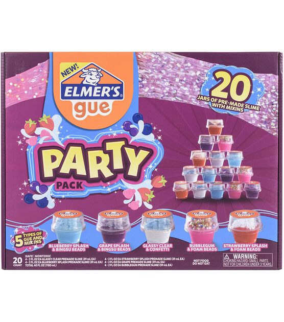 Elmer's Gue Premade Animal Party Variety Scented Crunchy Slime and