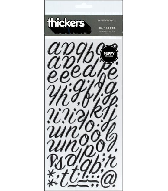 American Crafts Epoxy Alphabet Stickers-Black, 80/Pkg - 718813466561
