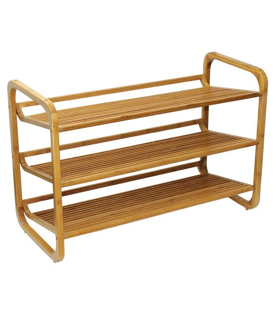 Oceanstar 29.5" x 20" Brown 3 Tier Bamboo Shoe Rack