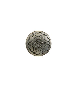 Silver/Black Etched Concave Raised Rim Metal Shank Button 13/16 - Quantity  Of 10 > Buttons & Findings > Fabric Mart