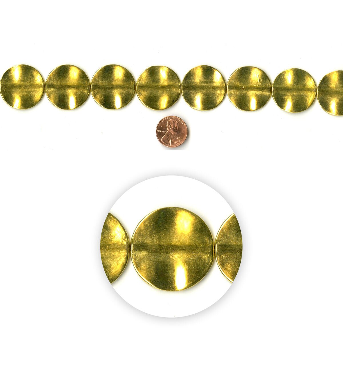 flat round metal beads