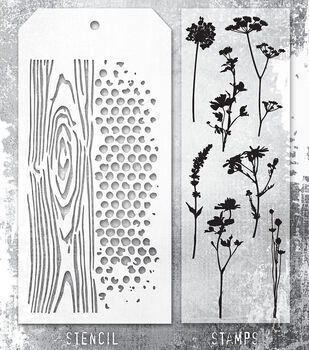 Tim Holtz - Stencils Set 4 - Five Item Bundle - Dot Fade, Rays, Honeycomb,  Burlap, and Stripes