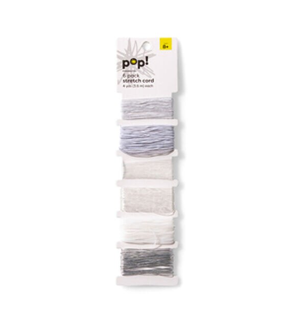 POP! 6 pk 0.5mm & 1mm Stretch Cords - White, Silver & Clear