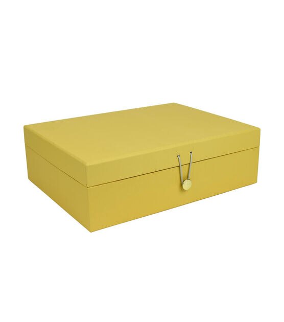 11" Yellow Pantone Rectangle Box With Button Closure by Place & Time