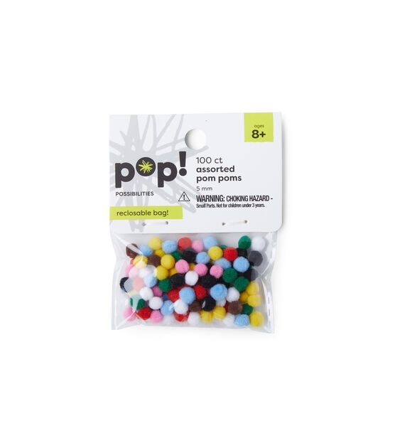 Small Easter Craft Pom-Poms with Self Adhesive Dots Size 10mm