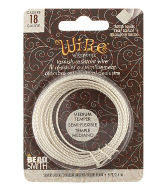The Beadsmith 8' Silver Tarnish Resist 18 Gauge Twist Wire