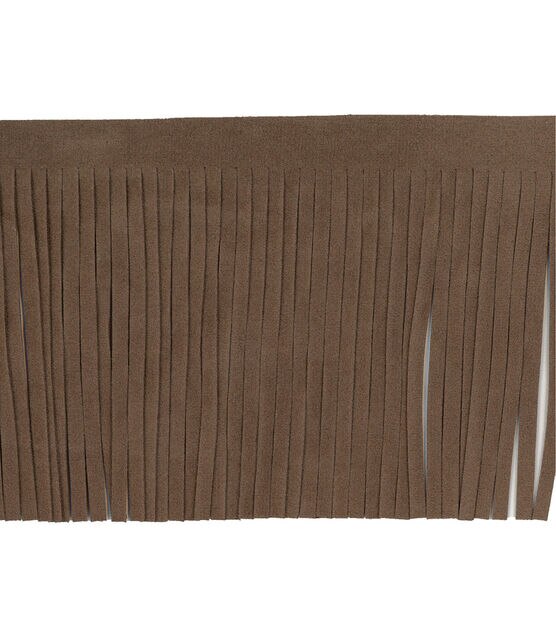 Simplicity Suede Fringe Trim 4'' Brown, , hi-res, image 2