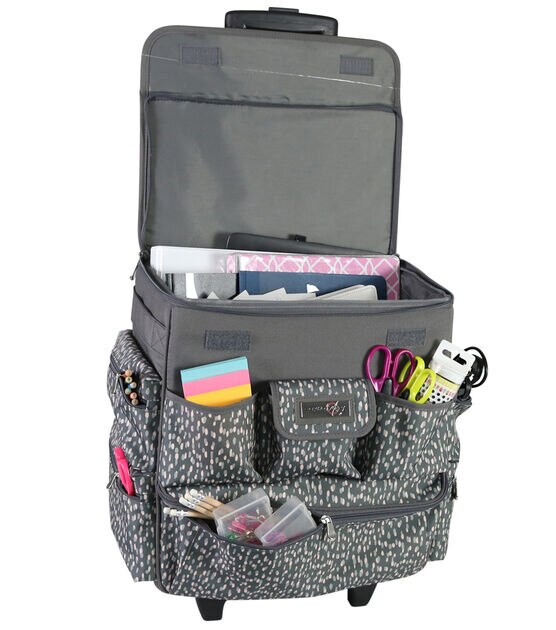 Everything Mary 18 Gray & White Teacher Rolling Tote