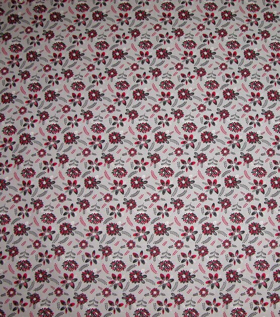 Quilter's Showcase Cotton Fabric Red & Black Flowers on Gray | JOANN