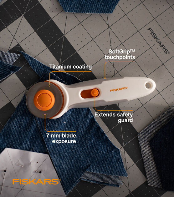 Fiskars Titanium Comfort Stick Rotary Cutter 45mm — Libby B Fabrics and More