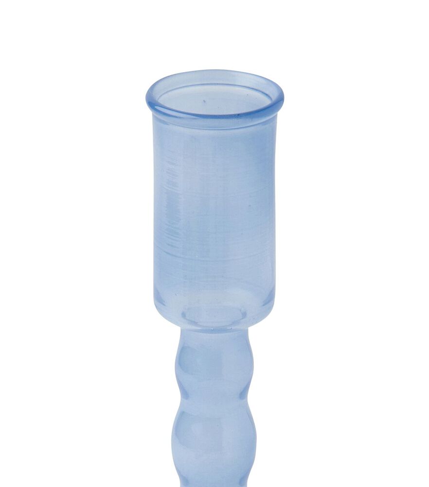 10.5" Spring Glass Bubble Taper Candle Holder by Place & Time, Blue, swatch, image 1