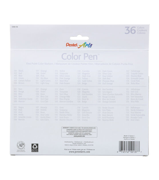 Vintage PENTEL 36 Colors Pens Fine Point Marker Set Original S360-36 Taiwan  MINT