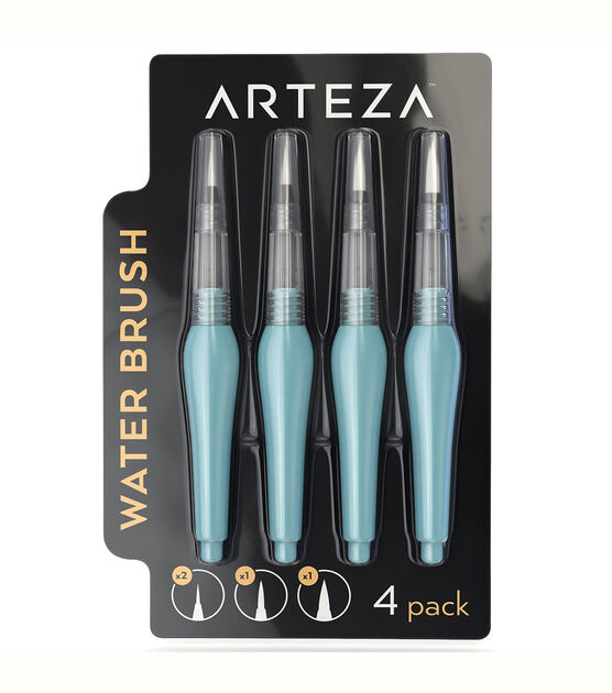 Arteza Water Brush Pens (Assorted Tips Set of 6)