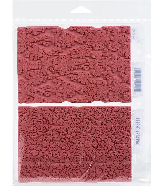 Tim Holtz 7 x 8.5 Tapestry Red Rubber Cling Stamps