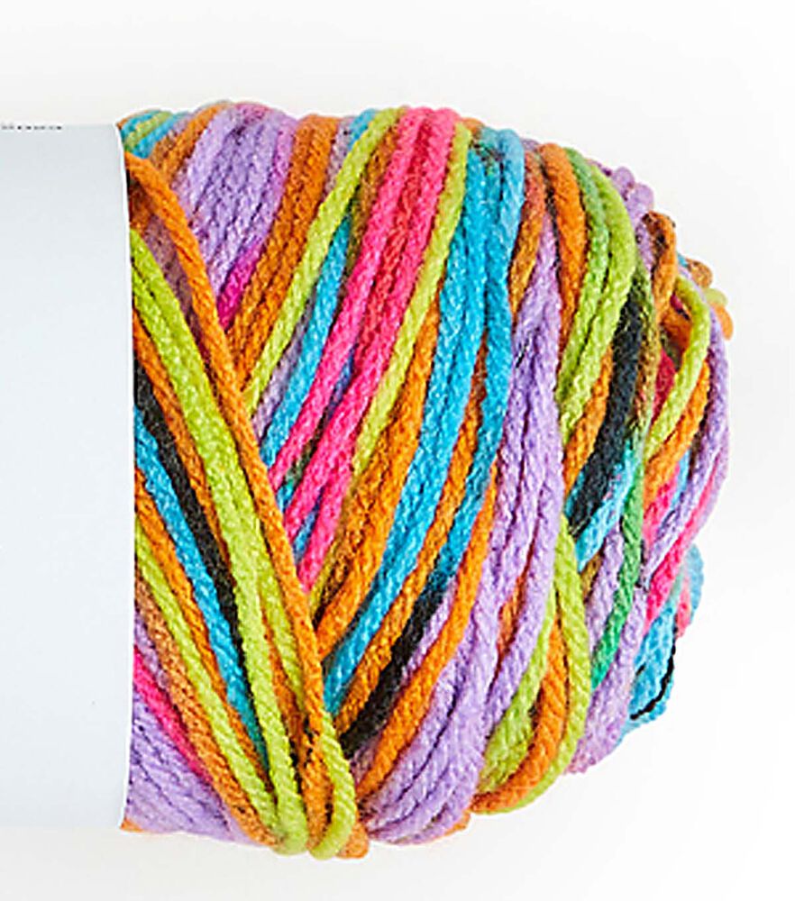 Value Print 269yds Worsted Acrylic Yarn by Big Twist, Rainbow Bright, swatch, image 14