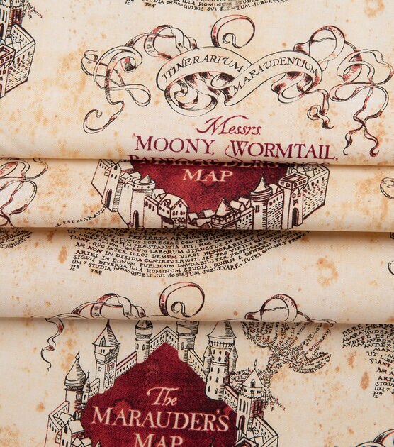 Harry Potter Quilt Cotton Fabric 44" Marauders Map, , hi-res, image 4