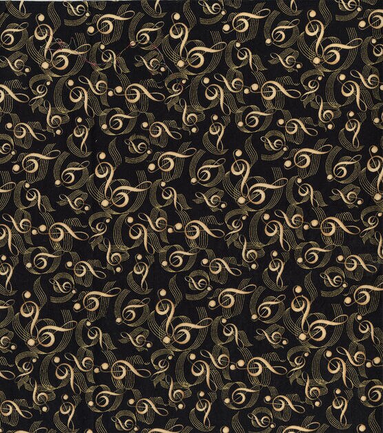 Music Notes Tossed Metallic Novelty Cotton Fabric | JOANN