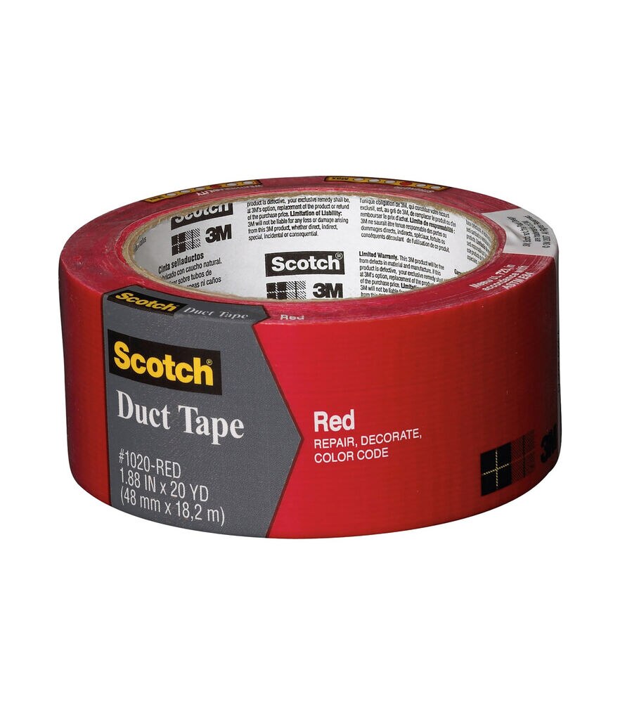 3M Scotch Colored Duct Tape 1.88" x 20 yds, Red, swatch