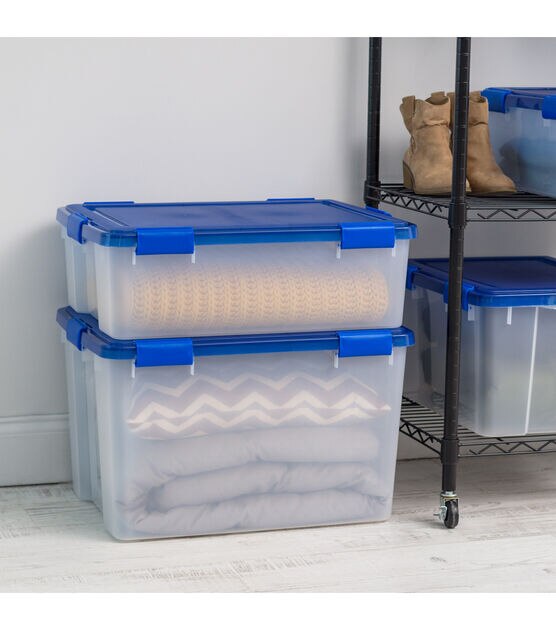 IRIS 45QT Clear Storage Bin with Buckles, 6-pack