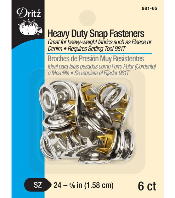 NICKEL Heavy-Duty Snap Fasteners 5/8 6/Pkg