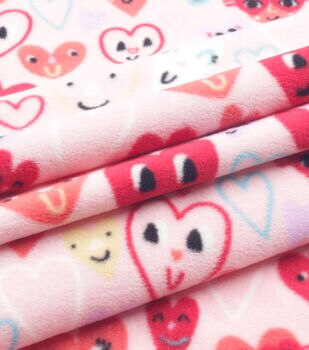 Pink Smiley Face Valentine's Day Fabric By The Yard - Heart Eyes Smileys  Pink Fabric - Girl Smiley Face Fabric – Pip Supply