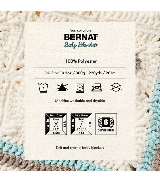 Bernat® Baby Blanket™ #6 Super Bulky Polyester Yarn, Lovely Blue  10.5oz/300g, 220 Yards 