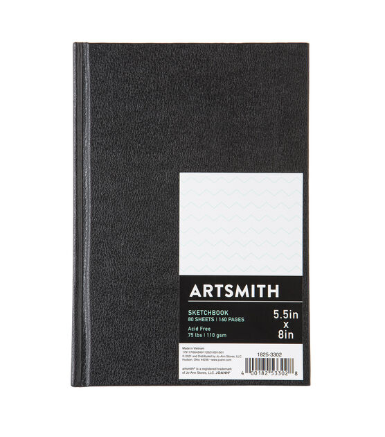 5.5 x 8 Black Hardbound Sketchbook by Artsmith