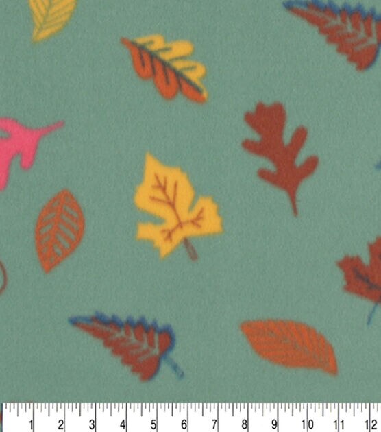 Leaves On Green Blizzard Fleece Fabric, , hi-res, image 3