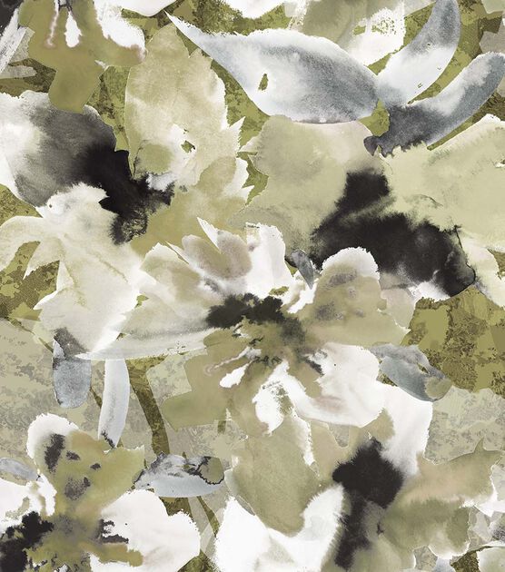 Abstract Green Floral Silky Fabric