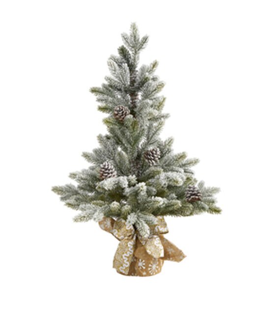 Nearly Natural Flocked Artificial Christmas Tree with Pine Cones 28 ...