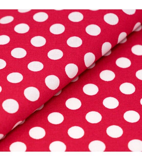 Polka Dots on Red Ponte Fabric by Joann