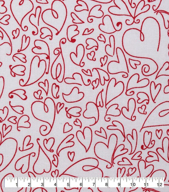 Whimsical Hearts Valentine's Day Sweetheart Print Cotton Fabric